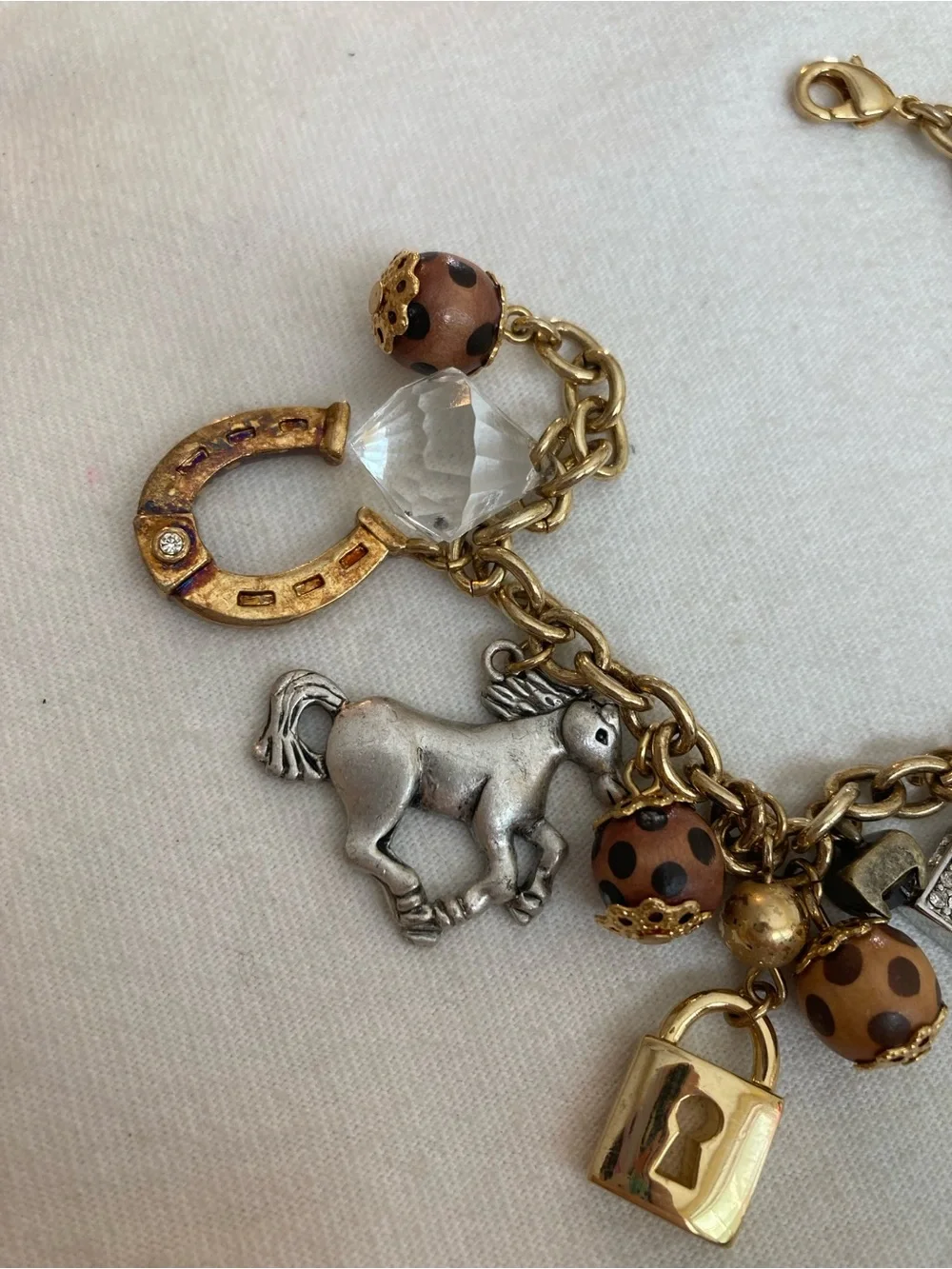 Charm Bracelet Horse Key Padlock